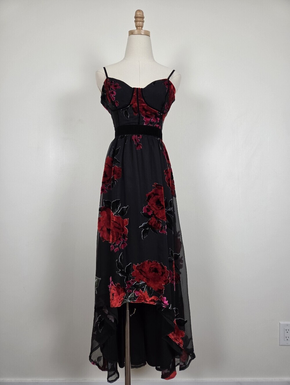 Betsey Johnson Floral High Low Corset Midi Dress Size Small Formal (u) - Picture 2 of 14